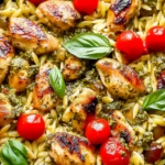 One Pan Pesto Chicken and Orzo