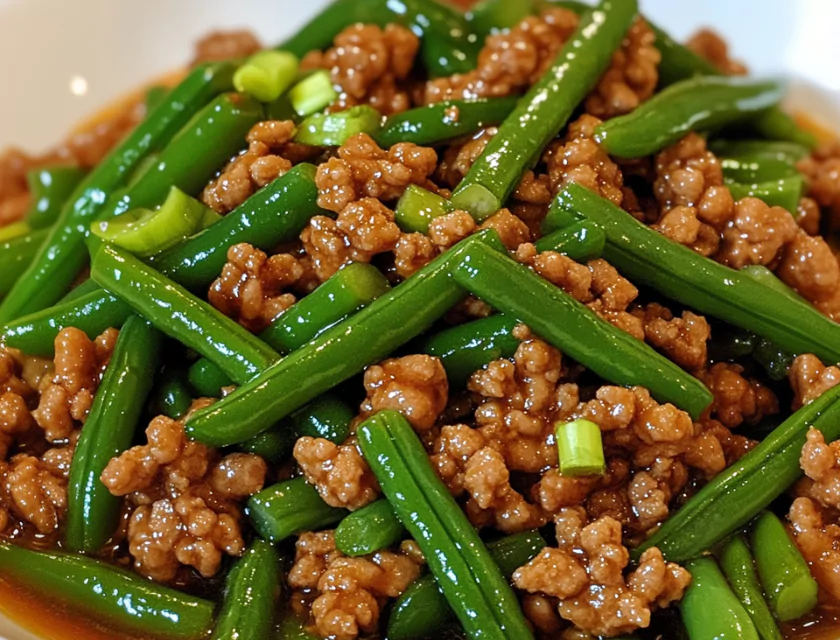 Spicy Ground Turkey and Green Bean Stir-fry