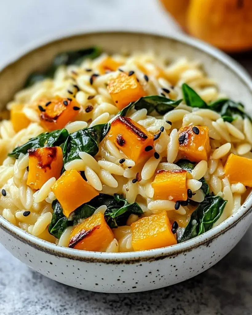 Creamy Orzo with Roasted Butternut Squash and Spinach