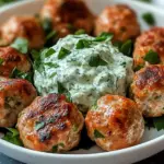 Greek Chicken Meatballs with Homemade Tzatziki
