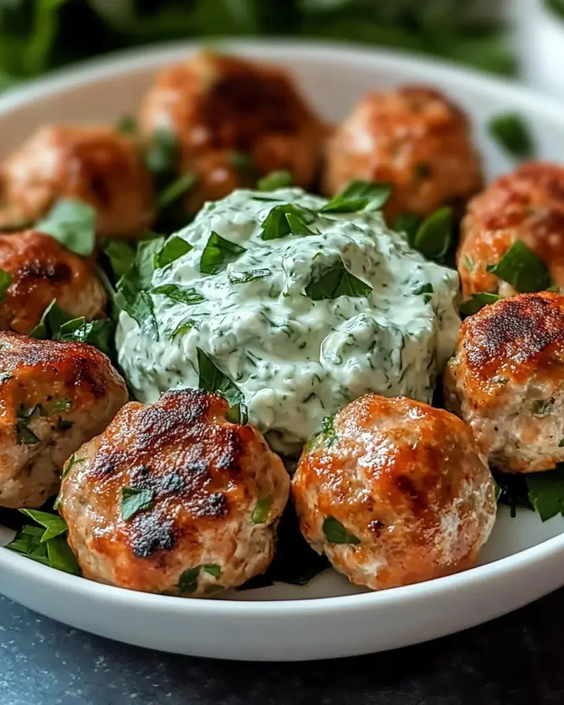 Greek Chicken Meatballs with Homemade Tzatziki
