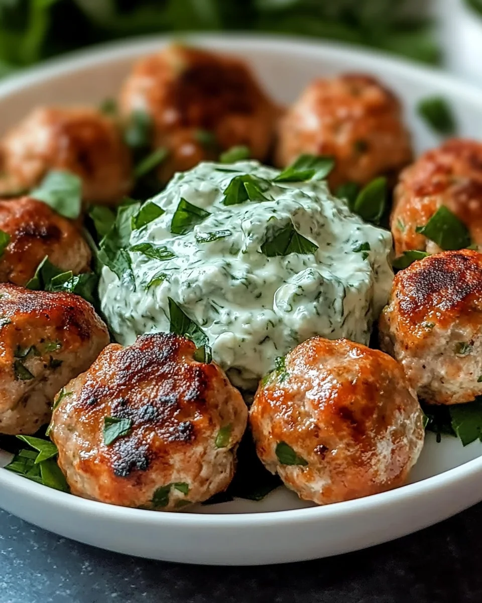 Greek Chicken Meatballs with Homemade Tzatziki
