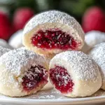 Raspberry Filled Almond Snowball Cookies
