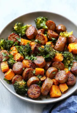 Sheet Pan Sausage and Sweet Potatoes with Honey Garlic Sauce