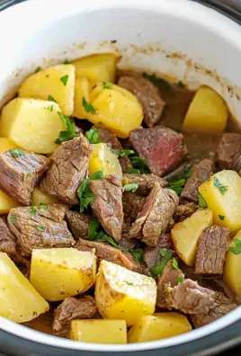 Slow Cooker Steak and Cheddar Potato Casserole: