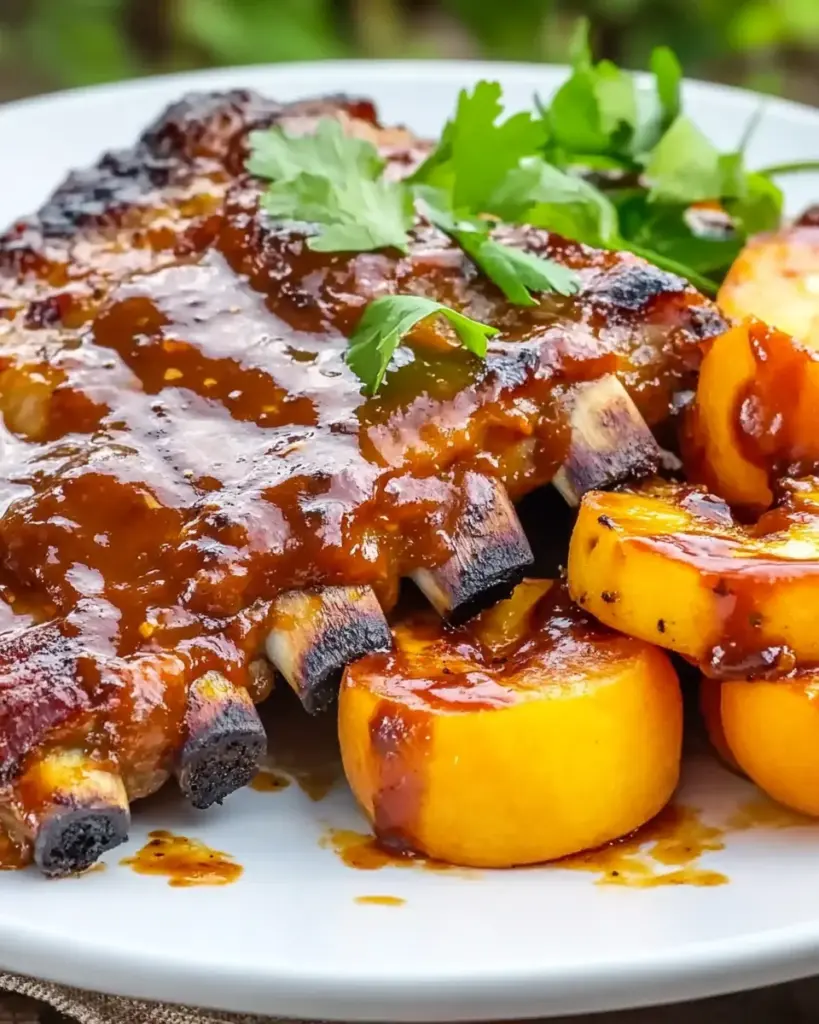 Baby Back Ribs with Balsamic-Peach BBQ Sauce
