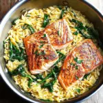 One Skillet Salmon with Lemon Orzo
