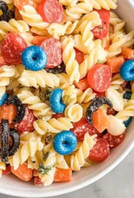RED WHITE AND BLUE PASTA SALAD