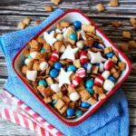 Red, white, and blue snack mix