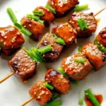 Asian Garlic Steak Skewers