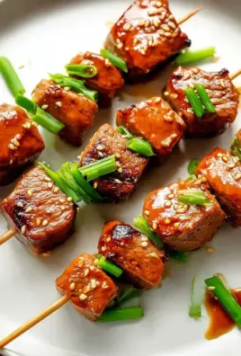 Asian Garlic Steak Skewers
