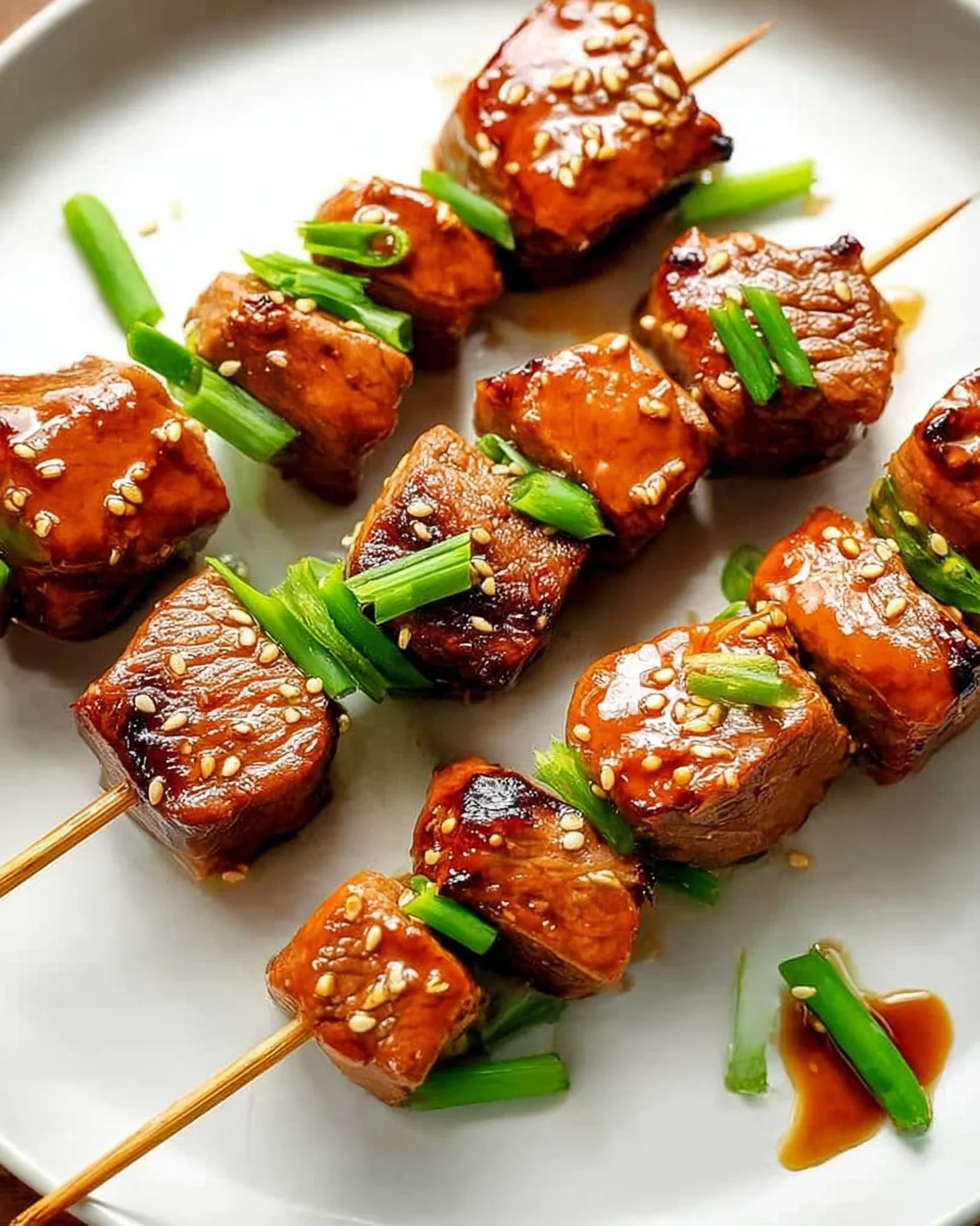 Asian Garlic Steak Skewers