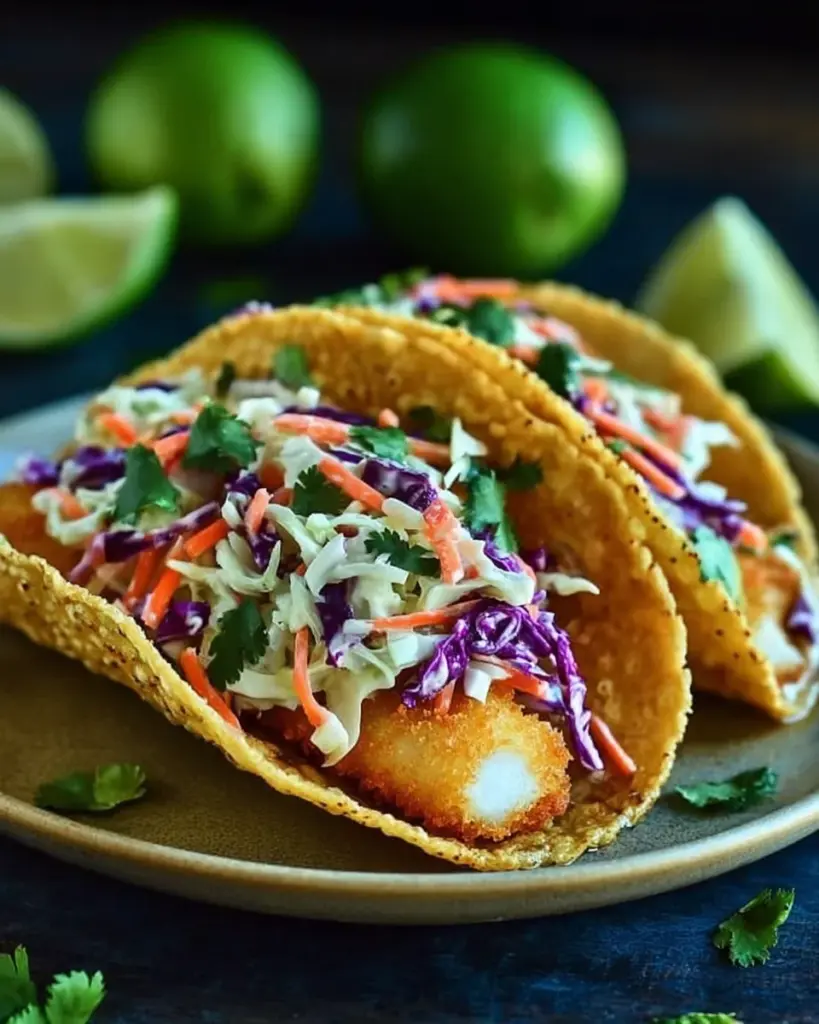 Crispy Fish Tacos with Cilantro Lime Slaw