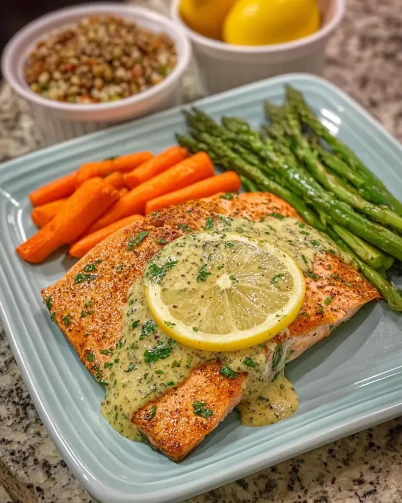 Grilled Salmon with Mustard-Herb Butter