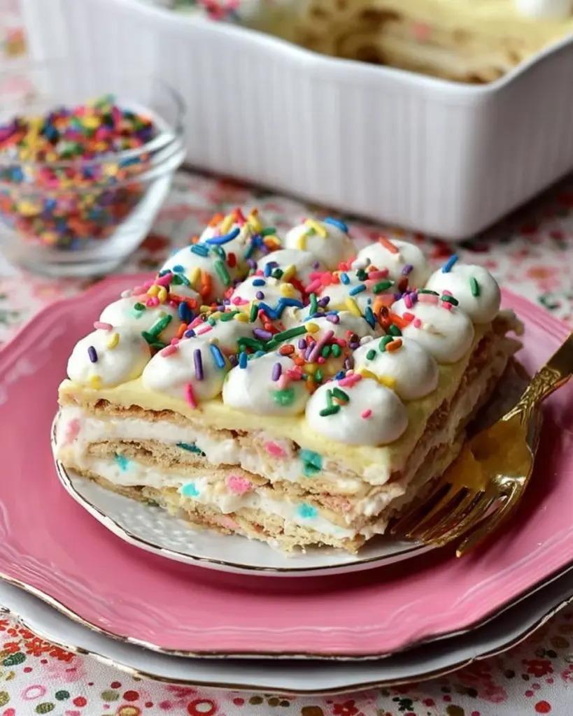 No-Bake Funfetti Cake Delight