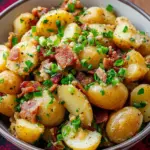 Warm German Potato Salad , with bacon, vinegar, and mustard!