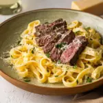 Creamy Garlic Parmesan Steak Pasta