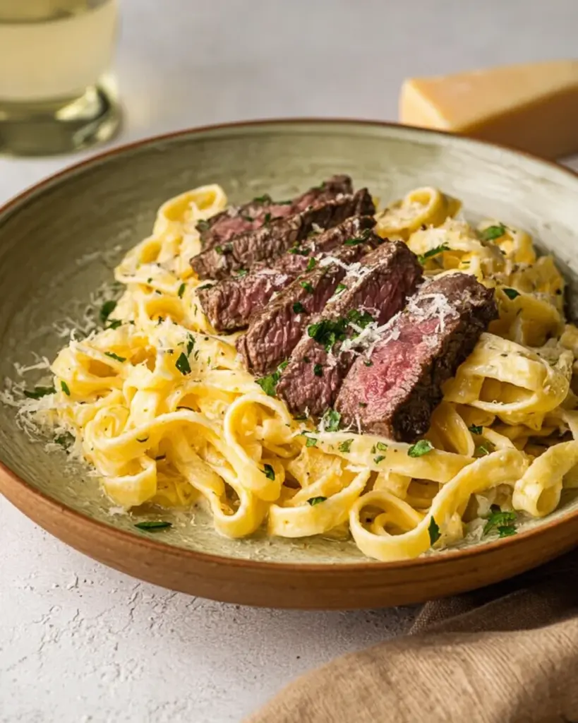Creamy Garlic Parmesan Steak Pasta