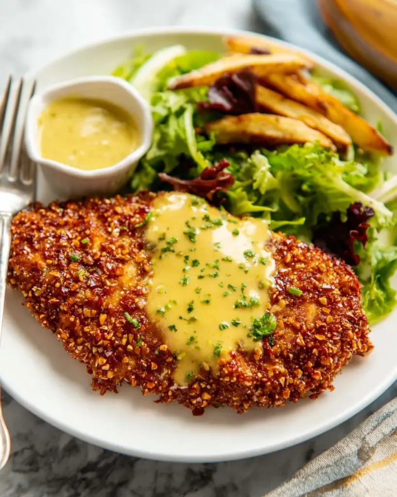 Pretzel Crusted Chicken with Honey Mustard Sauce