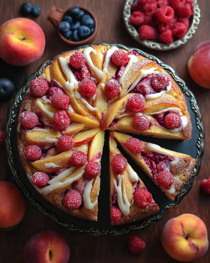 raspberry peach cake