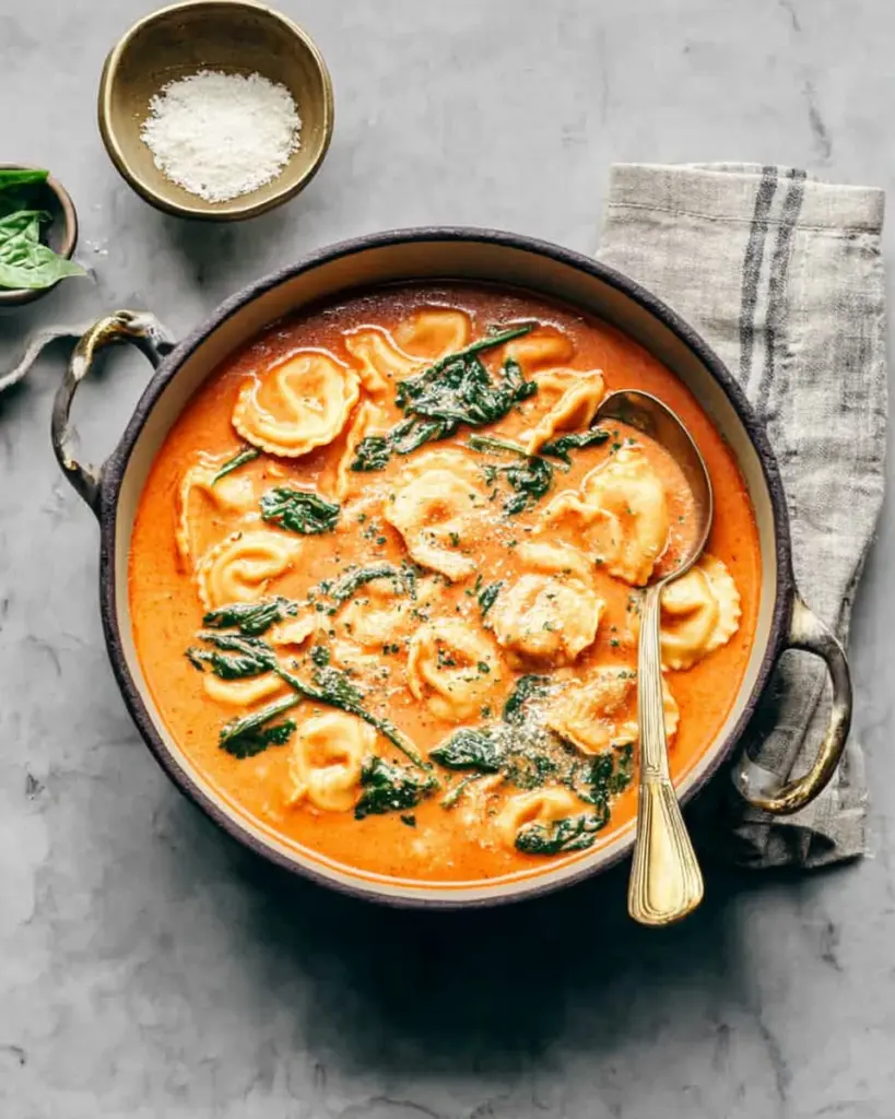 Roasted Red Pepper Ravioli Soup