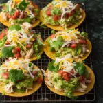 Tostadas with Chicken Guacamole and Beans
