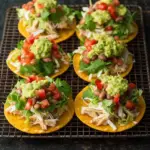 Tostadas with Chicken Guacamole and Beans