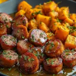 Sausage and Sweet Potatoes with Honey Garlic Sauce