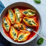 Spinach Ricotta Stuffed Shells with Basil Sauce