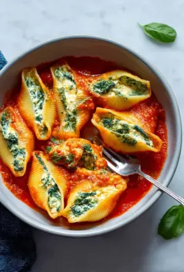Spinach Ricotta Stuffed Shells with Basil Sauce