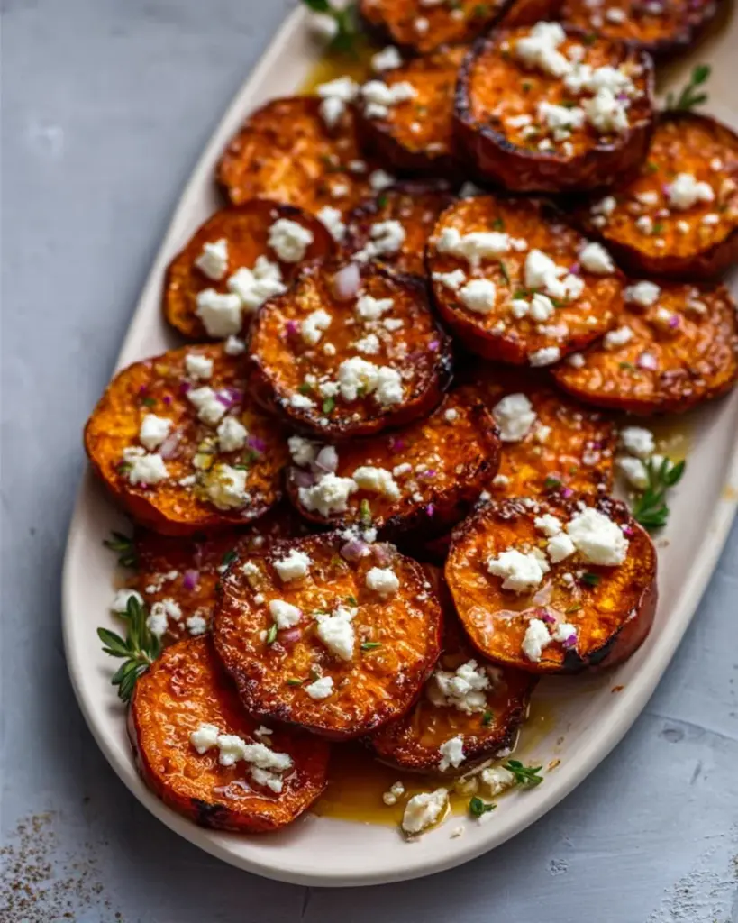 Sweet Potato Rounds with Honey & Feta Crumble