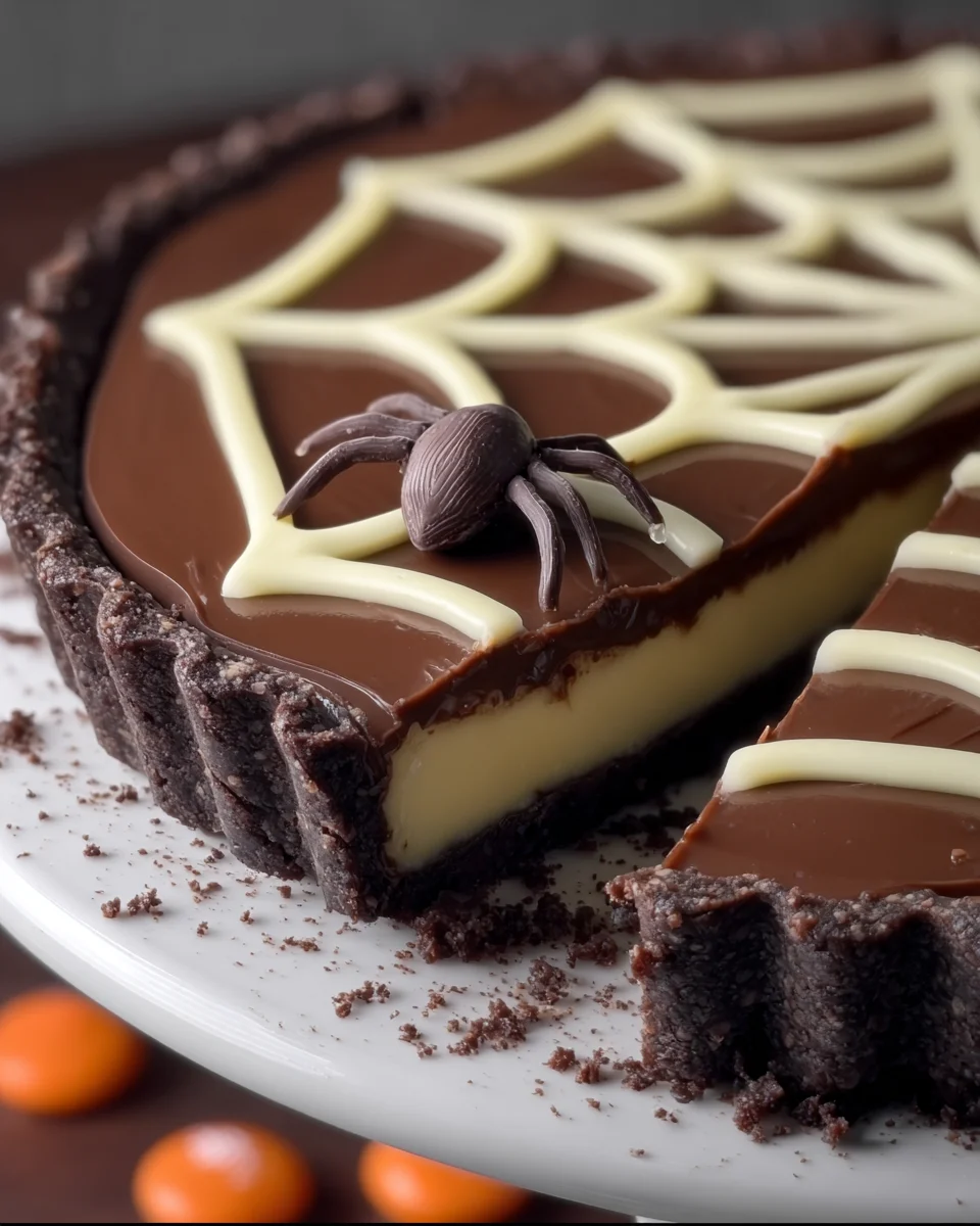 Chocolate Spiderweb Tart For Halloween Chocolate