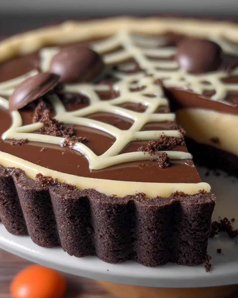 Chocolate Spiderweb Tart For Halloween Chocolate