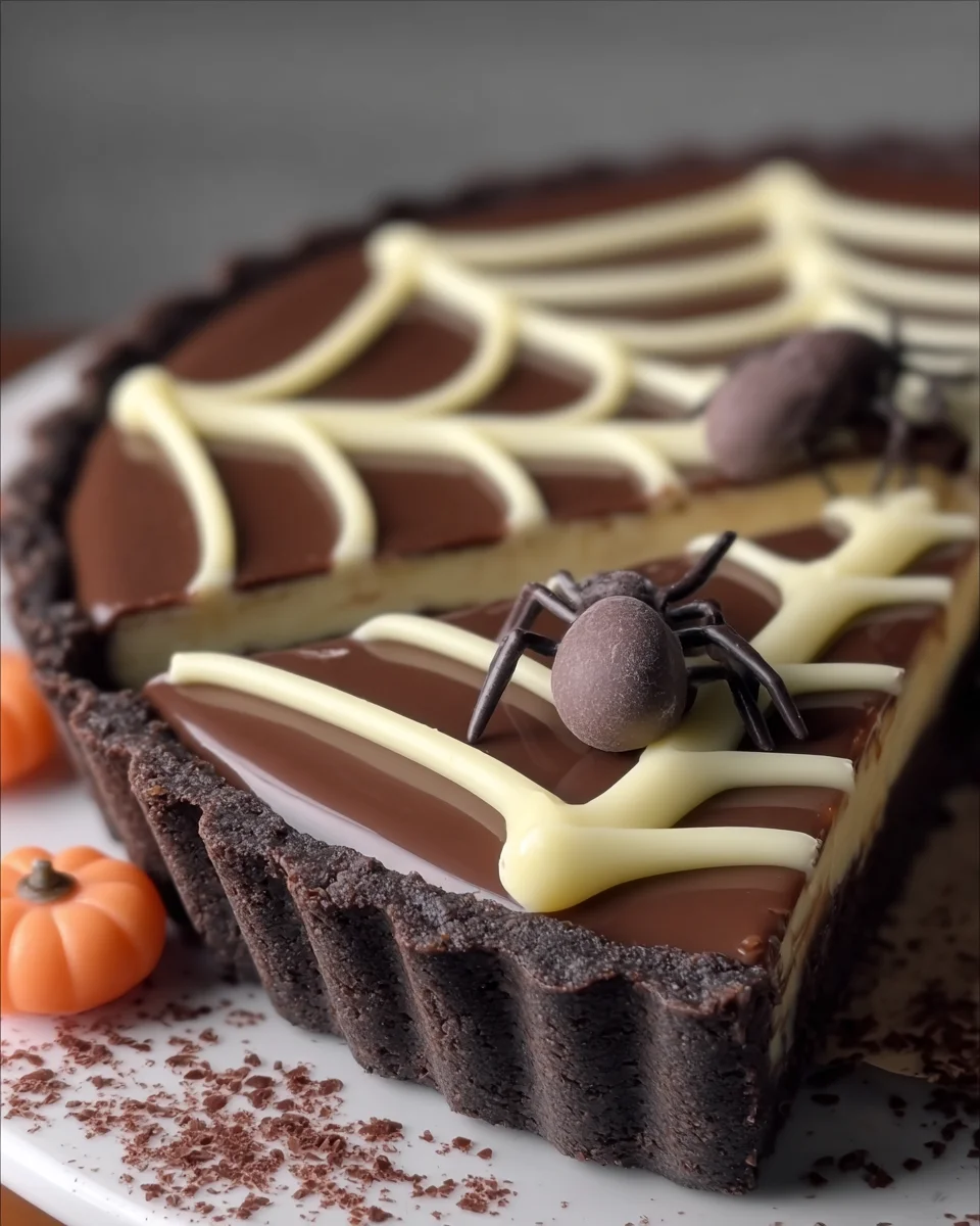 Chocolate Spiderweb Tart For Halloween Chocolate