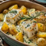 Cod and Potatoes in Rosemary Cream Sauce