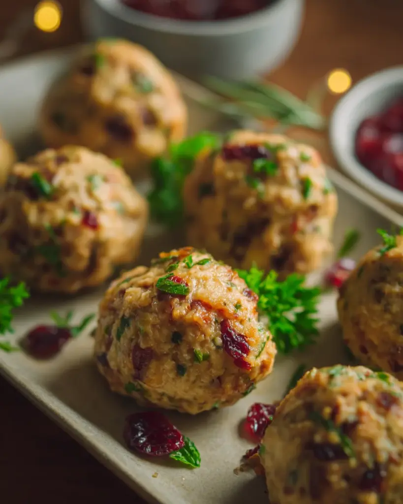 Festive Cranberry Turkey Stuffing Balls Recipe for Holidays