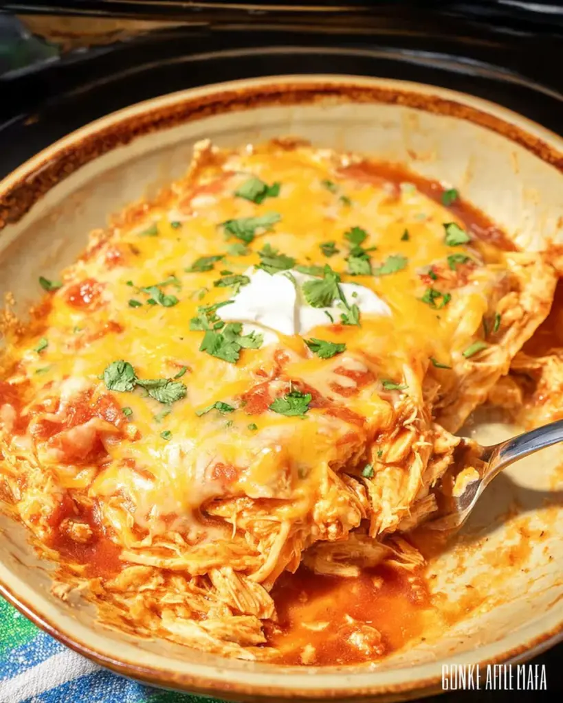 Slow Cooker Chicken Enchilada Casserole