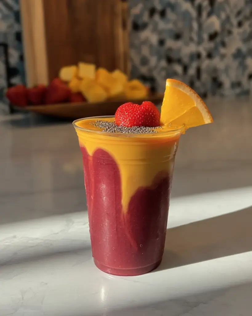 Twisted strawberry mango smoothie