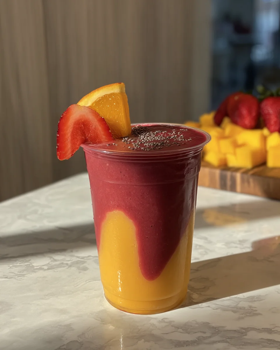 Twisted strawberry mango smoothie Twisted