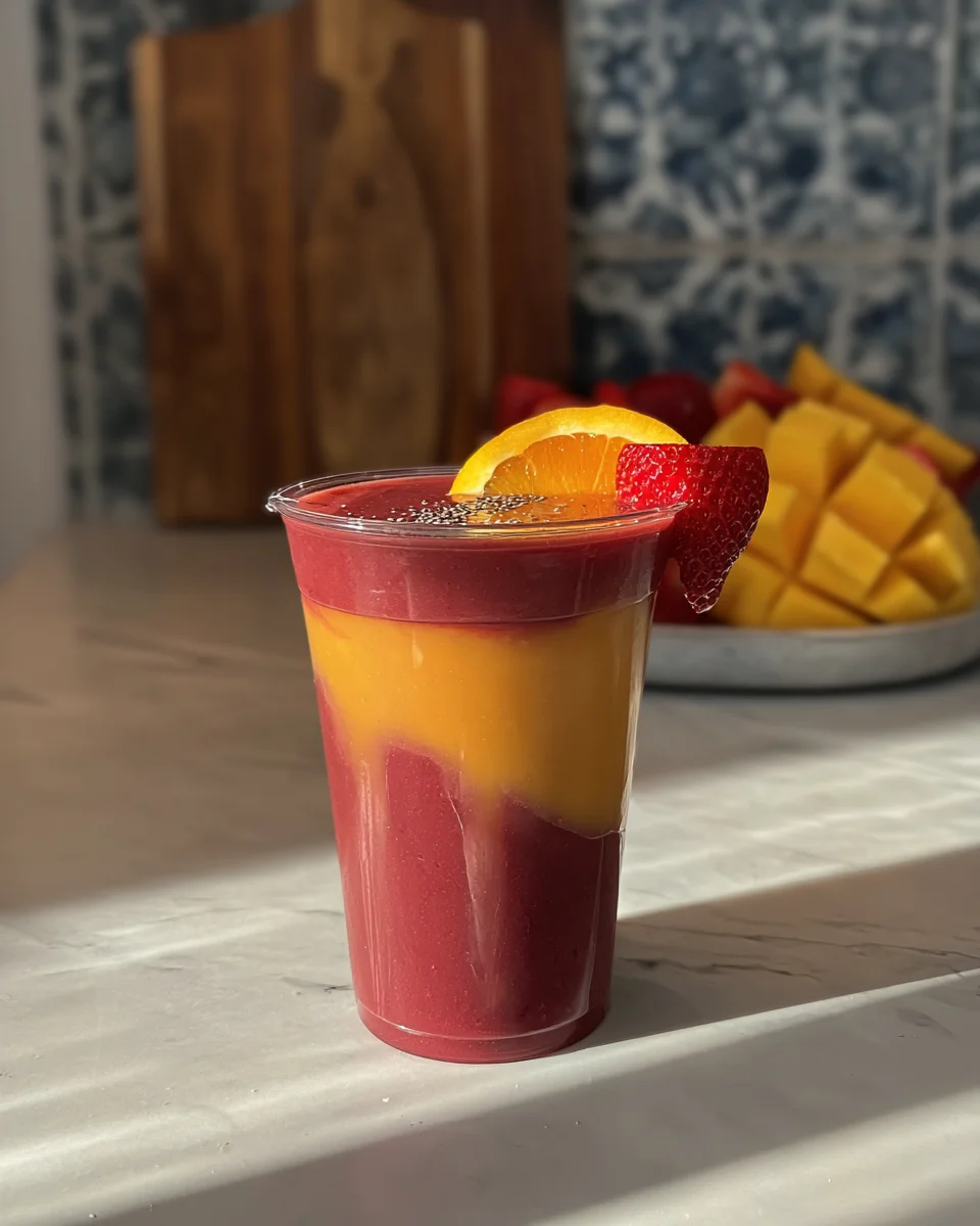 Twisted strawberry mango smoothie Twisted