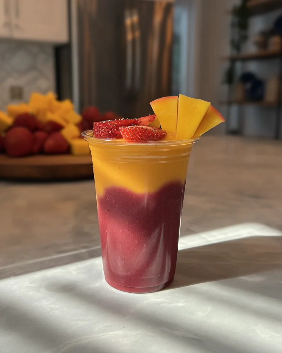 Twisted strawberry mango smoothie Twisted