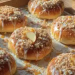 Apple Cheesecake Buns with a Crumble Topping and Sweet Glaze