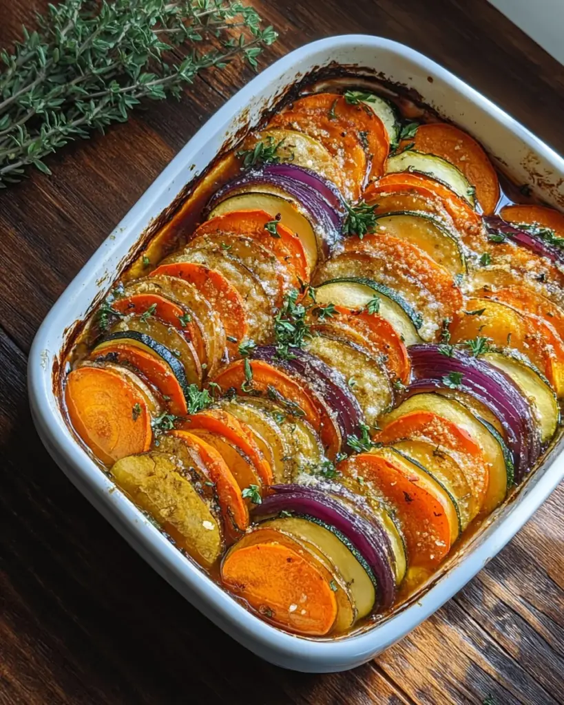 Autumn Rainbow: Crispy Vegetable and Parmesan Tian