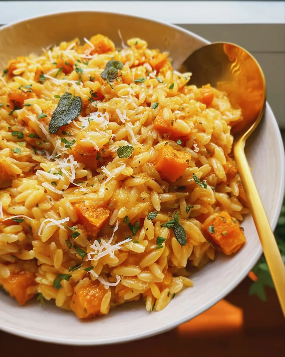 Brown butter Butternut squash & sage orzo Brown