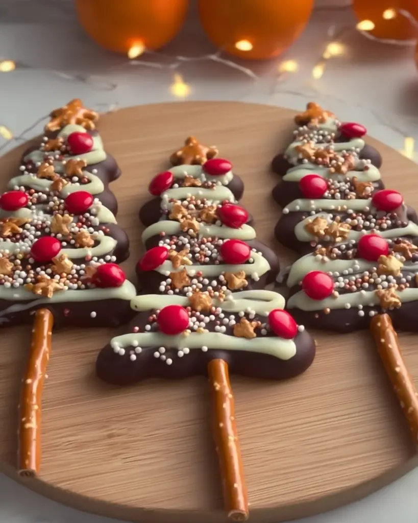 Chocolate Pretzel Christmas Trees