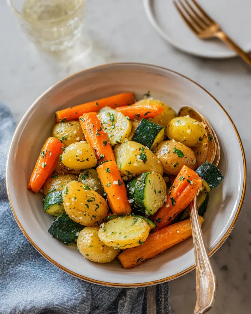 Garlic Herb Roasted Potatoes Carrots and Zucchini