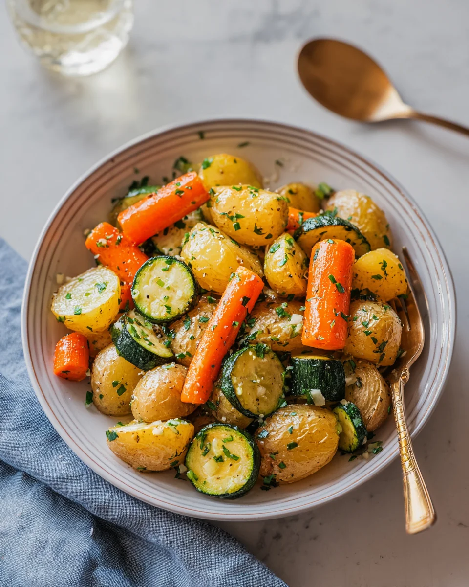 Garlic Herb Roasted Potatoes Carrots and Zucchini Garlic