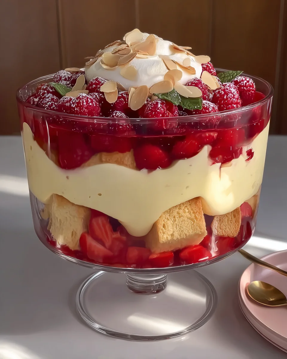 Raspberry and almond trifle