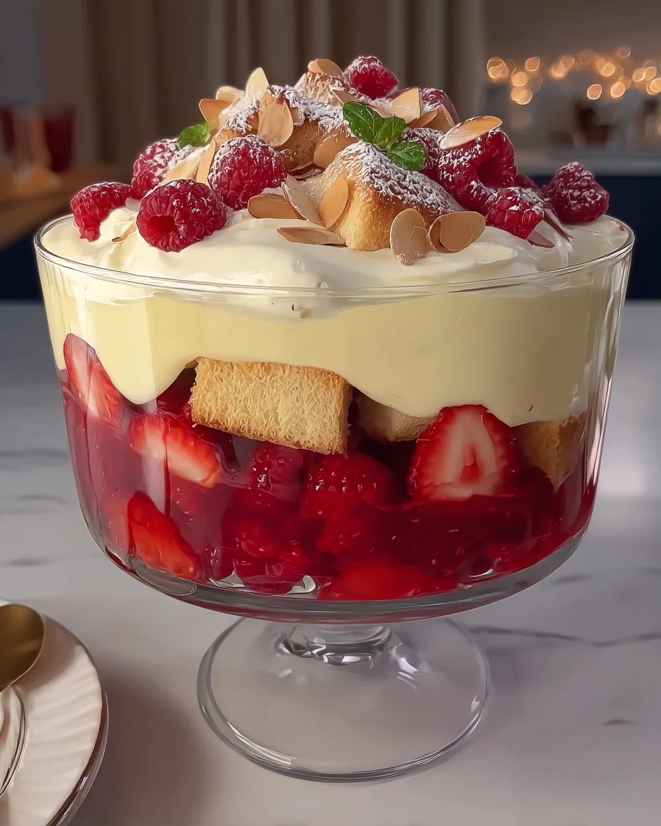 Raspberry and almond trifle Raspberry