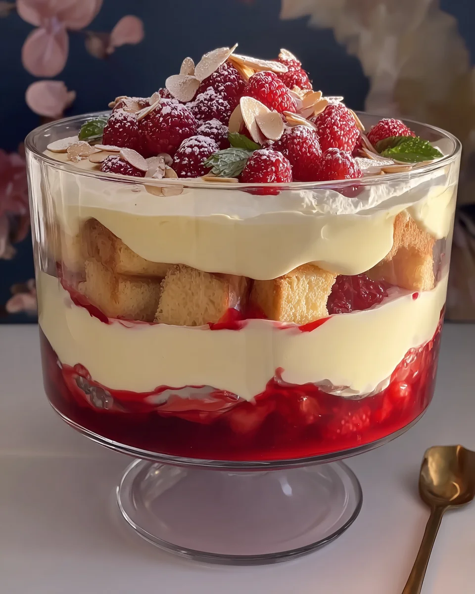 Raspberry and almond trifle Raspberry